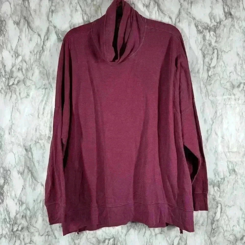 Victoria's Secret PINK Women's Turtleneck Oversized Pullover Tunic Burgundy L